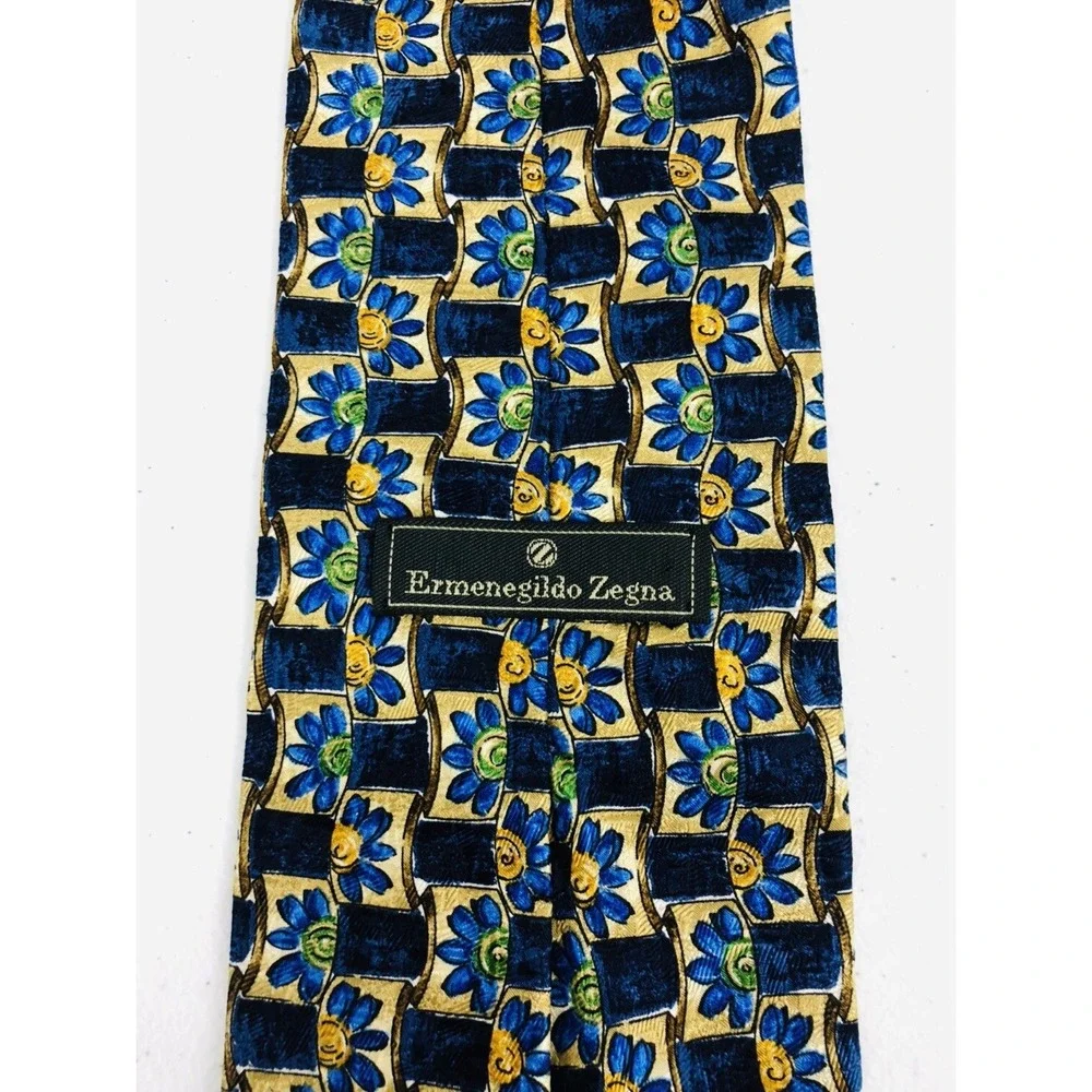 Ermenegildo Zegna Tie Disegno Esclusivo Flowers Multicolor 100% Silk Made Italy